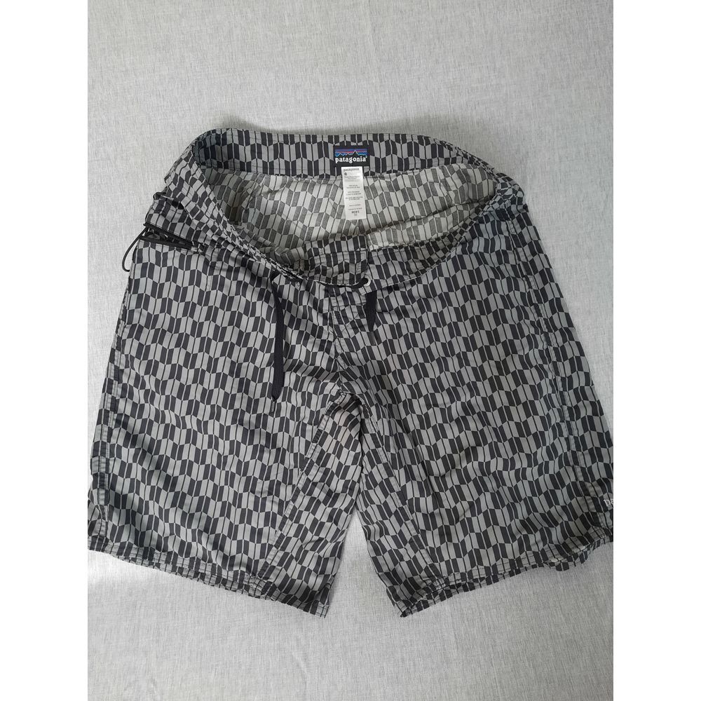Patagonia Men 31 Geometric Nylon Drawstring Gray Swim Trunk Short Five‎ Pocket